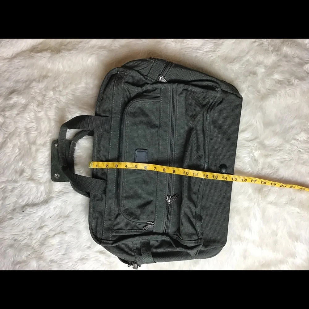 Tumi army green laptop bag